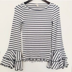 We The Free Black and White Striped bell sleave shirt